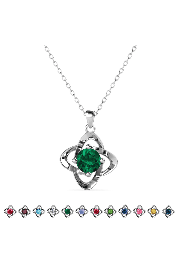 Infinity May Birthstone 18k White Gold Plated Women Necklace, Swarovski Crystal