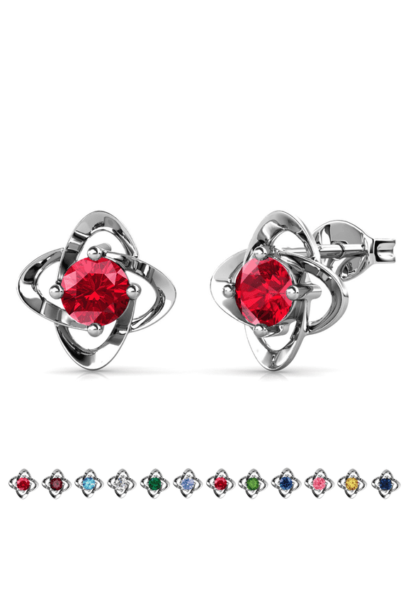 Infinity January Birthstone 18k White Gold Plated Women Earrings, Swarovski Crystals