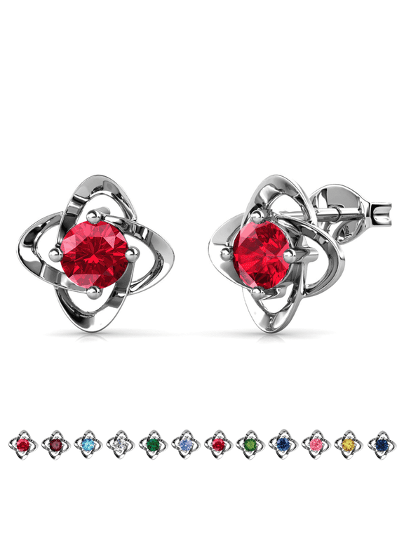 Infinity January Birthstone 18k White Gold Plated Women Earrings, Swarovski Crystals