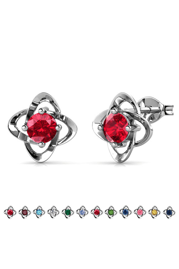 Infinity January Birthstone 18k White Gold Plated Women Earrings, Swarovski Crystals