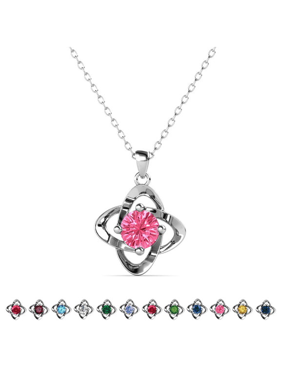 Infinity October Birthstone 18k White Gold Plated Women Necklace, Swarovski Crystal