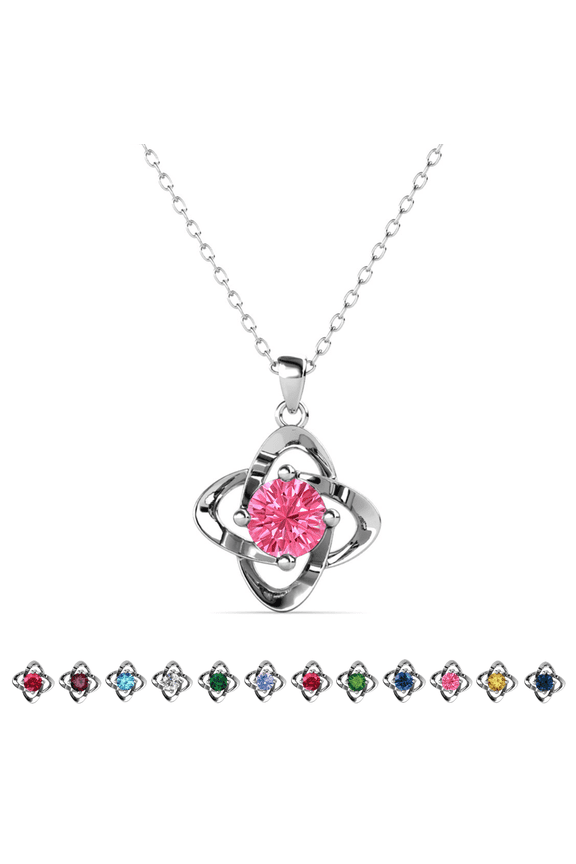 Infinity October Birthstone 18k White Gold Plated Women Necklace, Swarovski Crystal