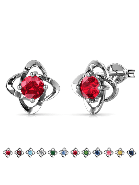 Infinity July Birthstone 18k White Gold Plated Women Earrings, Swarovski Crystals