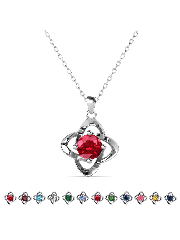 Infinity July Birthstone 18k White Gold Plated Women Necklace, Swarovski Crystal