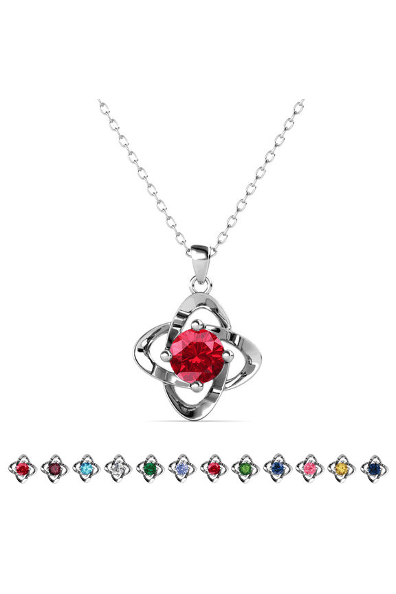 Infinity July Birthstone 18k White Gold Plated Women Necklace, Swarovski Crystal