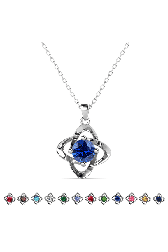 Infinity September Birthstone 18k White Gold Plated Women Necklace, Swarovski Crystal
