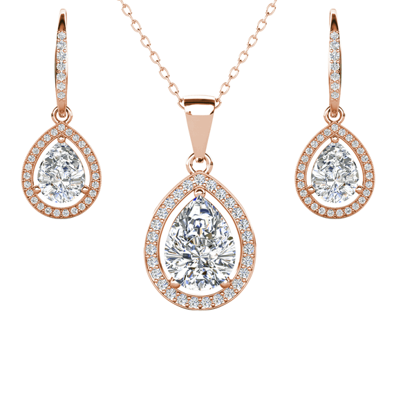 Cate & Chloe Isabel 18k Rose Gold Plated Drop Jewelry Set with Simulated Diamonds Gift for Women