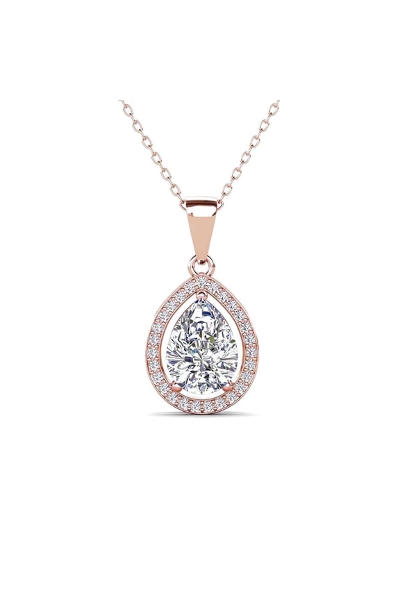Isabel 18k Rose Gold Plated Pendant Necklace with Simulated Diamond Crystal for Women