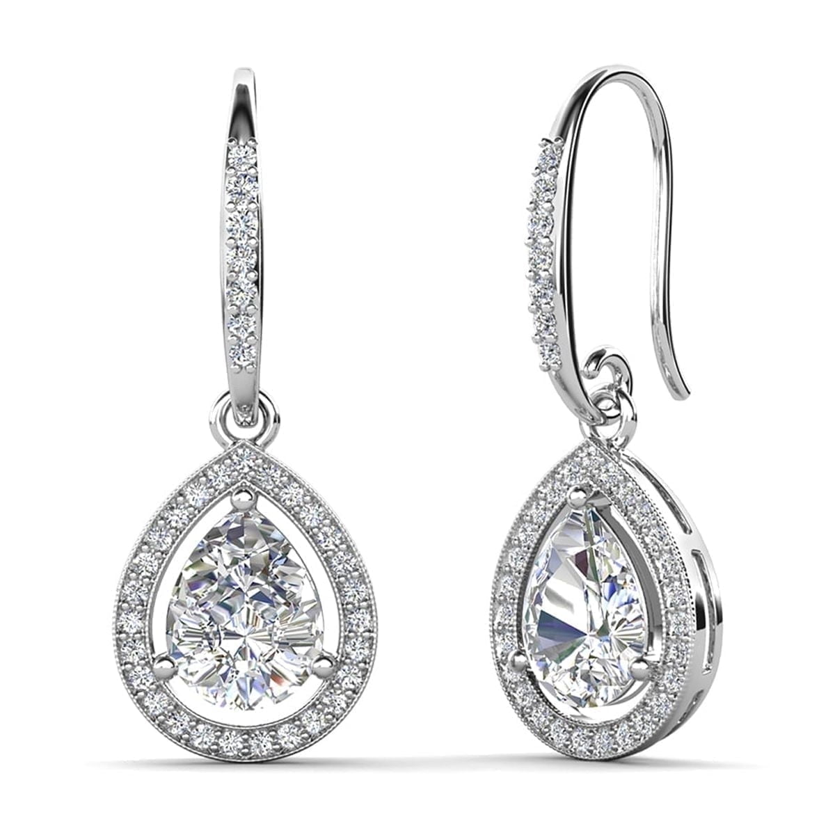 Walmart Saving of  Walmart Black Friday Deals 2025 - Cate & Chloe Isabel 18k White Gold Plated Teardrop Dangle Earrings, Hypoallergenic, Simulated Diamond Crystals