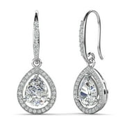 CATE & CHLOE Isabel 18k White Gold Plated Dangle Earrings with Simulated Diamond Crystals for Women