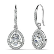 CATE & CHLOE Isabel 18k White Gold Plated Dangle Earrings with Simulated Diamond Crystals for Women