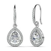 Cate & Chloe Isabel 18k White Gold Plated Dangle Earrings with Simulated Diamond Crystals for Women