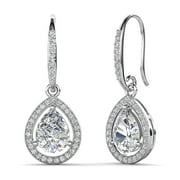 Cate & Chloe Isabel 18k White Gold Plated Dangle Earrings with Simulated Diamond Crystals for Women