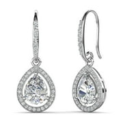 Cate & Chloe Isabel 18k White Gold Plated Dangle Earrings with Simulated Diamond Crystals for Women