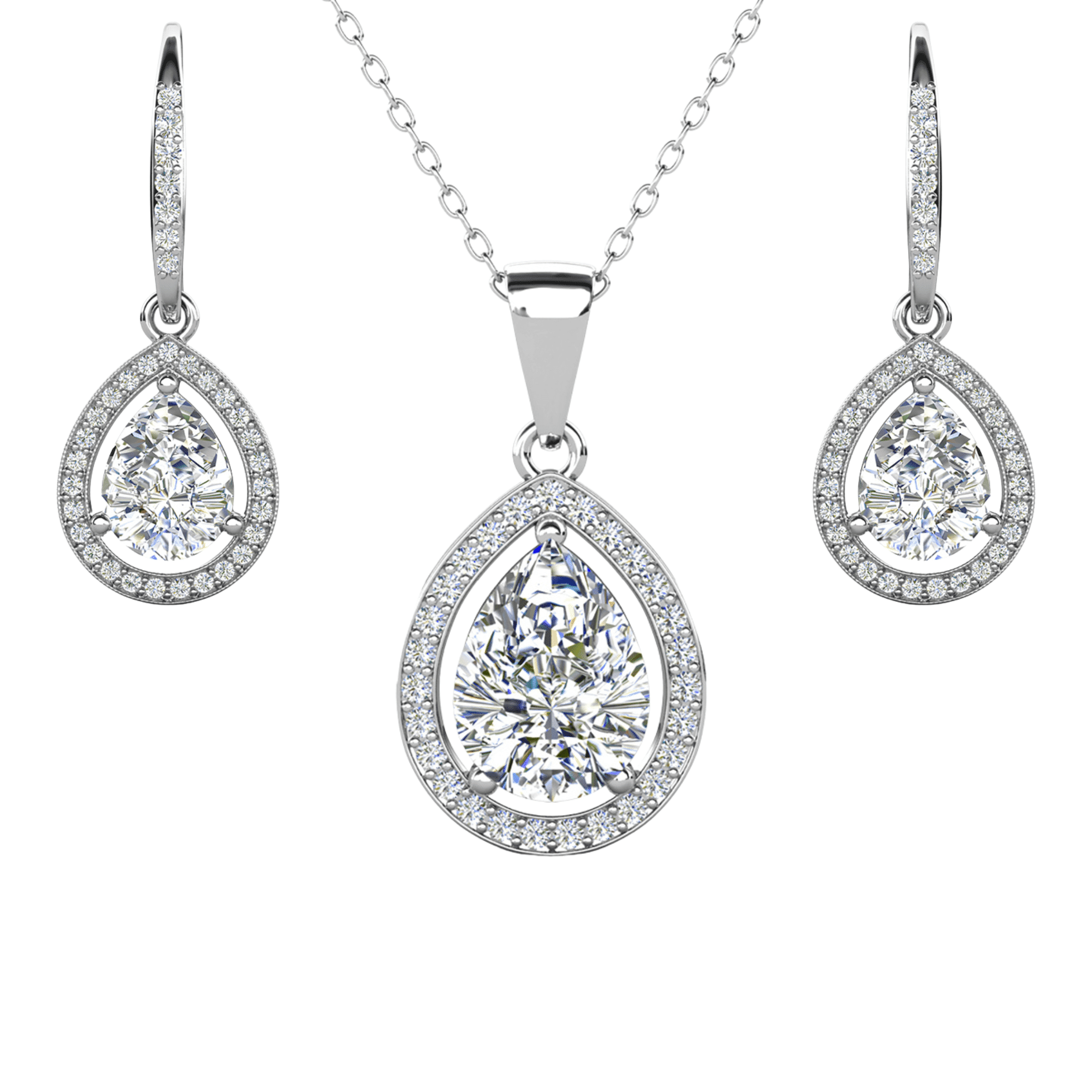 Walmart Cyber Monday Deals 2025 - Cate & Chloe Isabel 18k White Gold Plated Drop Jewelry Set with Simulated Diamonds Gift for Women