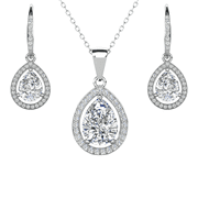 CATE & CHLOE Isabel 18k White Gold Plated Drop Jewelry Set with Simulated Diamonds Gift for Women