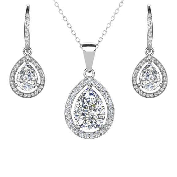 Cate & Chloe Isabel 18k White Gold Plated Drop Jewelry Set with Simulated Diamonds Gift for Women