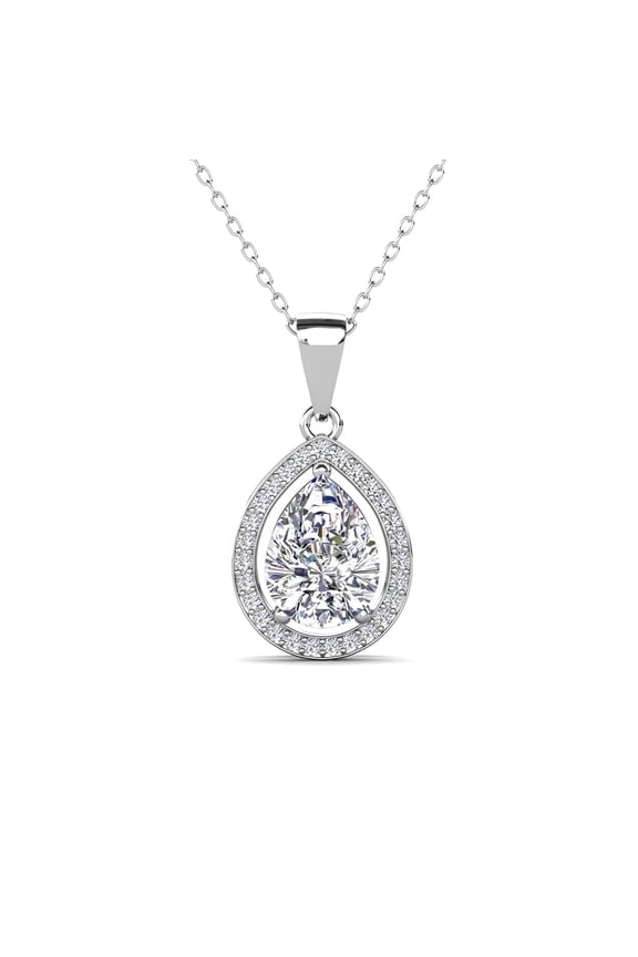 Isabel 18k White Gold Plated Pendant Necklace with Simulated Diamond Crystal for Women