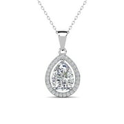 CATE & CHLOE Isabel 18k White Gold Plated Pendant Necklace with Simulated Diamond Crystal for Women