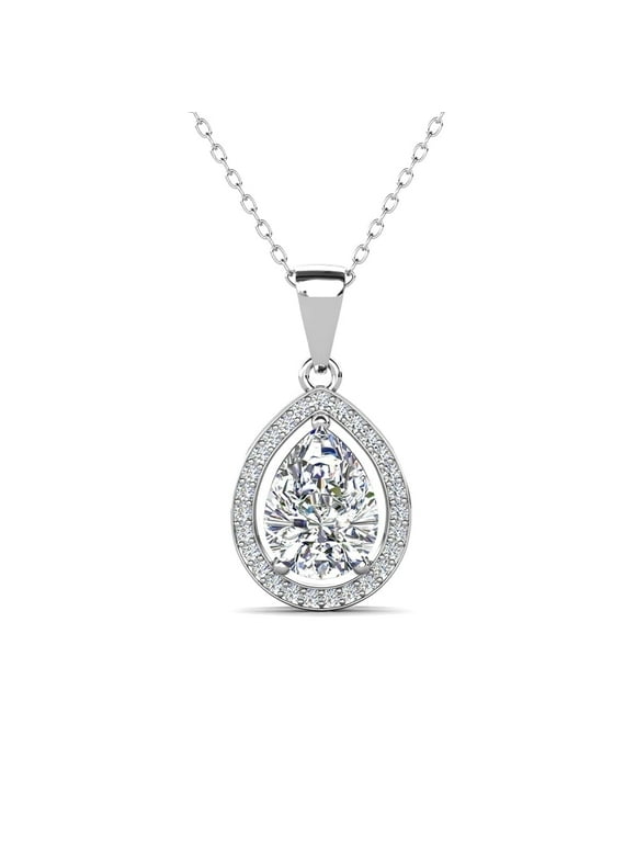 Isabel 18k White Gold Plated Pendant Necklace with Simulated Diamond Crystal for Women