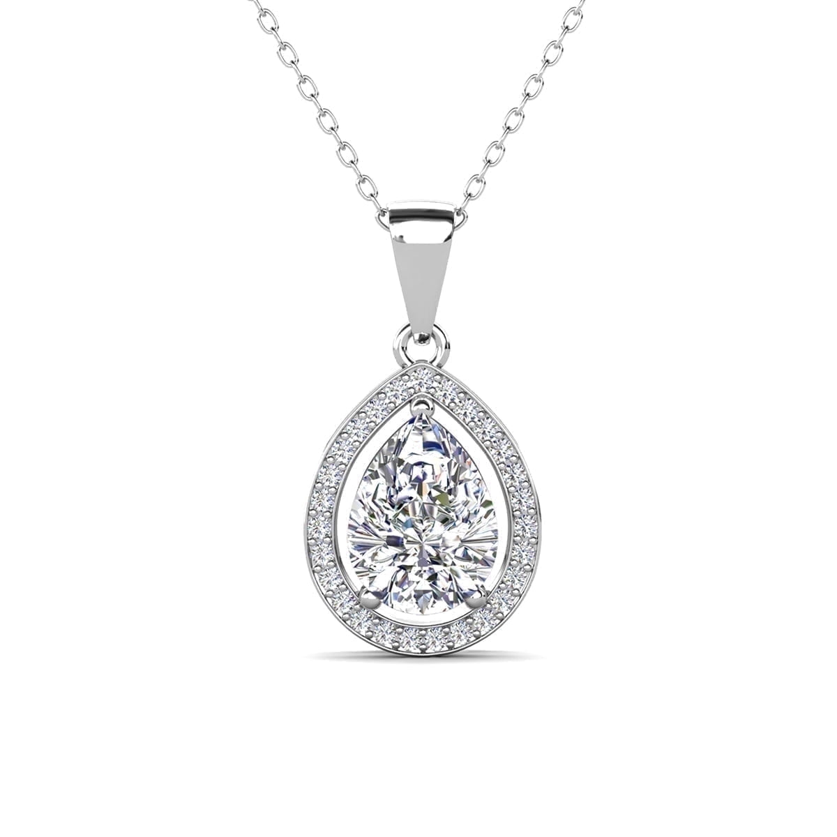 Isabel 18k White Gold Plated Pendant Necklace with Simulated Diamond Crystal for Women