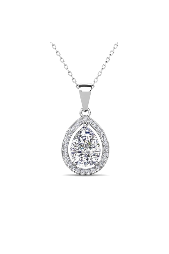 Isabel 18k White Gold Plated Pendant Necklace with Simulated Diamond Crystal for Women