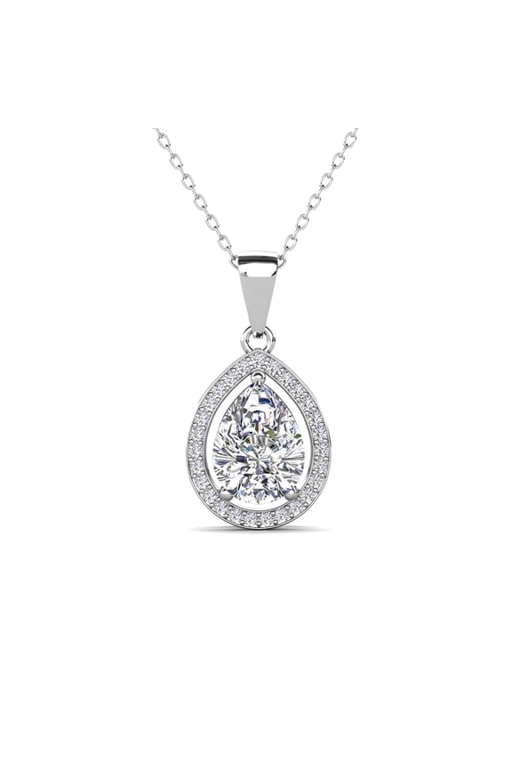 Isabel 18k White Gold Plated Pendant Necklace with Simulated Diamond Crystal for Women
