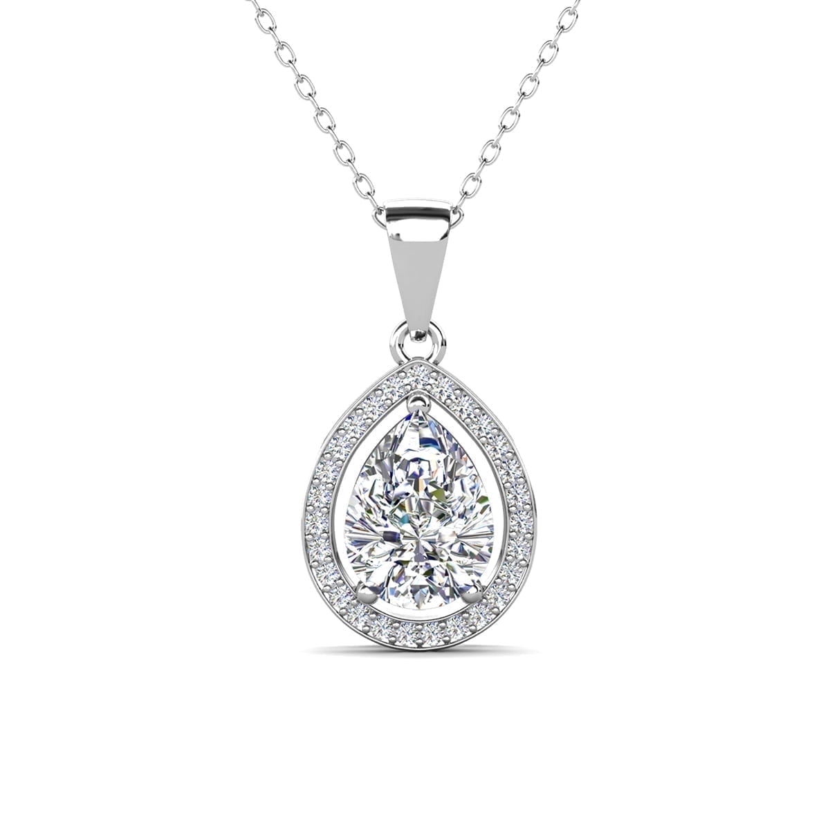 Walmart daily deals:  Cate & Chloe Isabel 18k White Gold Plated Silver CZ Pendant Necklace | Halo Teardrop Crystal Jewelry Statement