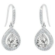 Cate & Chloe Isabel 18k White Gold Plated Silver Crystal Earrings | Women's Drop Dangle Teardrop Earrings