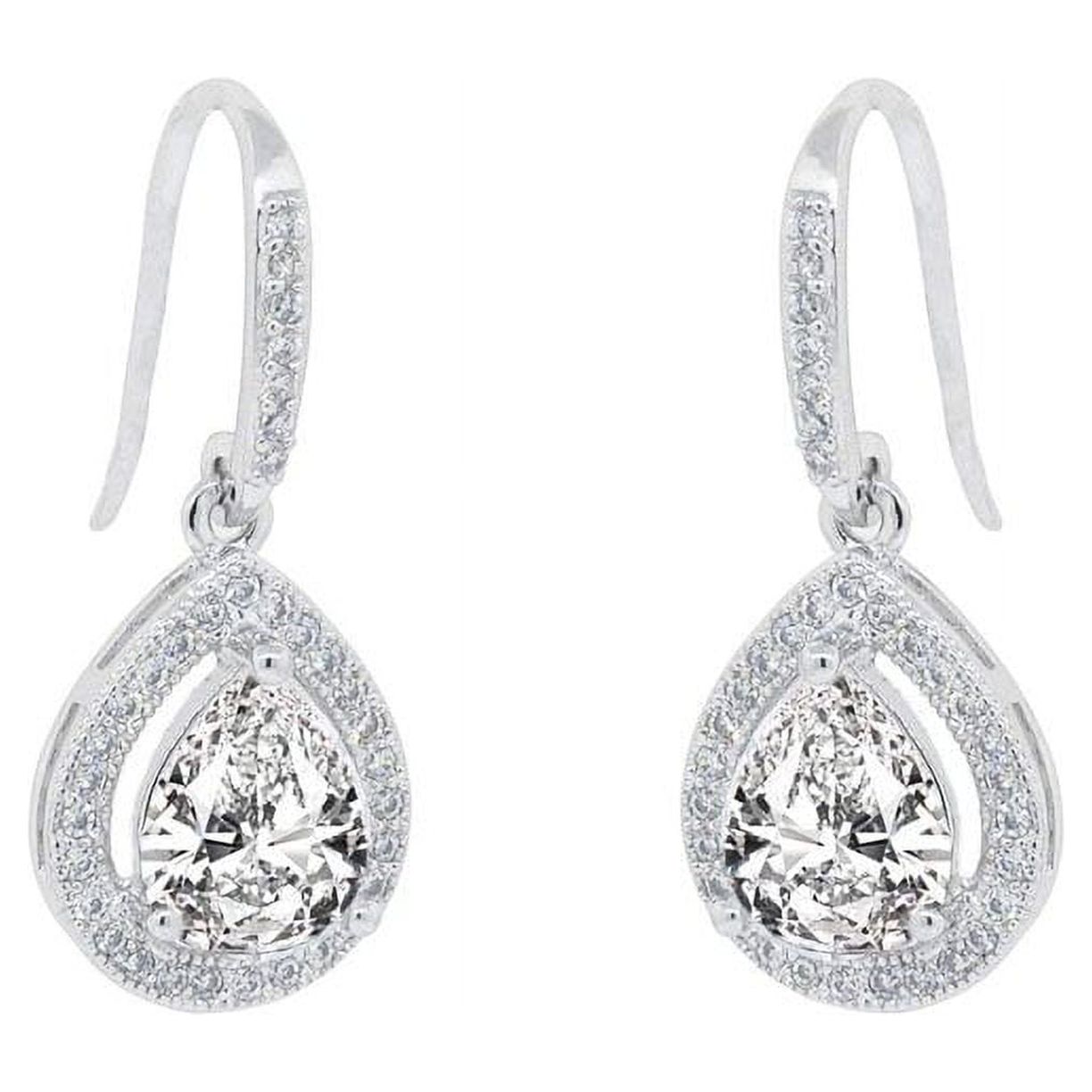 Cate & Chloe Isabel 18k White Gold Plated Silver Crystal Earrings | Women's Drop Dangle Teardrop Earrings - image 1 of 8