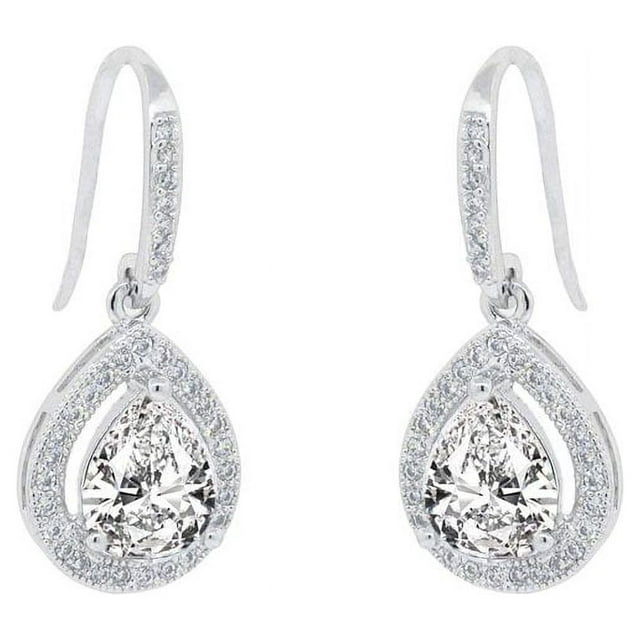 Cate & Chloe Isabel 18k White Gold Plated Silver Crystal Earrings | Women's Drop Dangle Teardrop Earrings