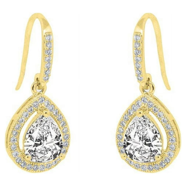 Cate & Chloe Isabel 18k Yellow Gold Plated Drop Dangle Earrings | CZ Crystal Jewelry for Women, Gift for Her