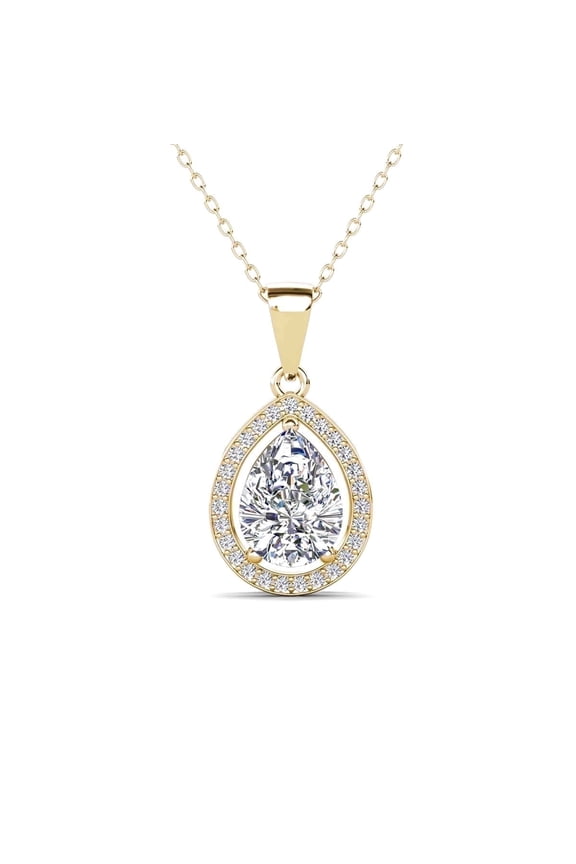 Isabel 18k Yellow Gold Plated Pendant Necklace with Simulated Diamond Crystal for Women