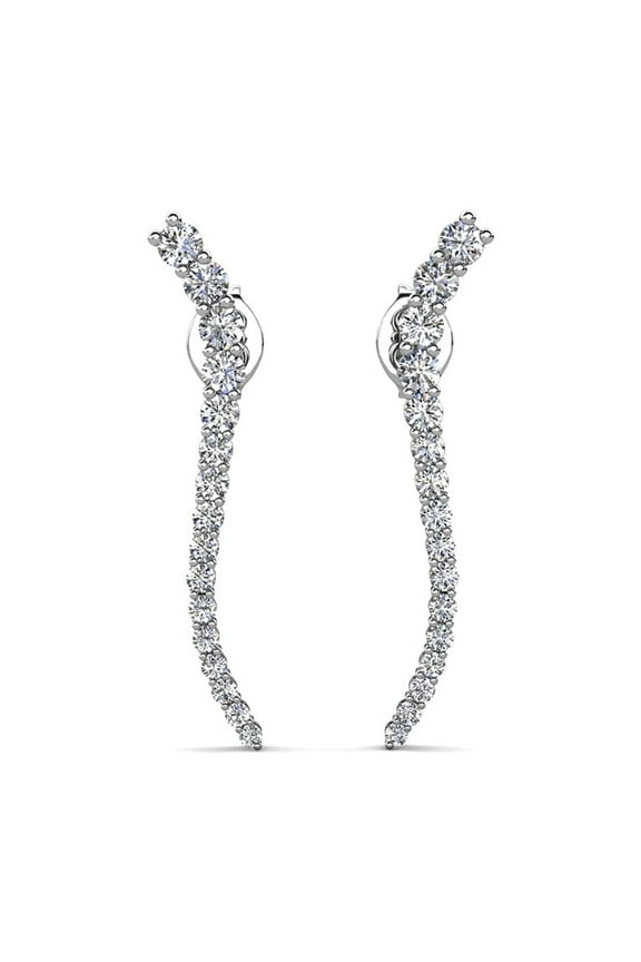 Isabella 18k White Gold Plated Dainty Earrings with Simulated Diamonds Gift for Women