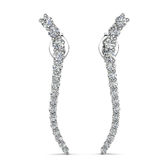 Cate & Chloe Isabella 18k White Gold Plated Dainty Earrings with Simulated Diamonds Gift for Women