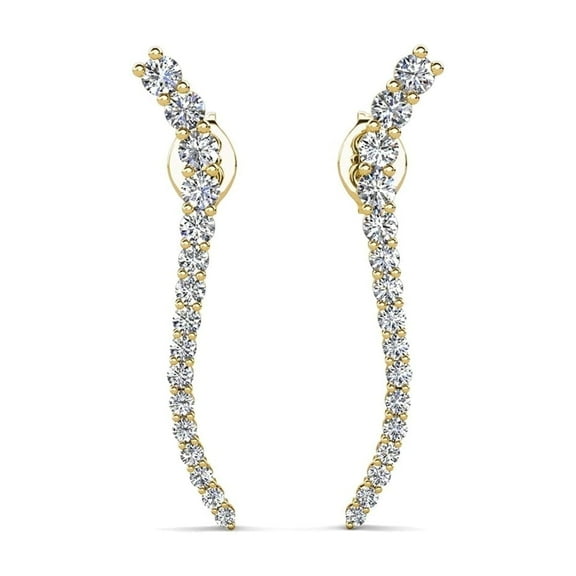 Cate & Chloe Isabella 18k Yellow Gold Plated Dainty Earrings with Simulated Diamonds Gift for Women