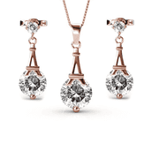 Cate & Chloe Isla 18k Rose Gold Plated Eiffel Tower Jewelry Set with Swarovski Crystals for Women