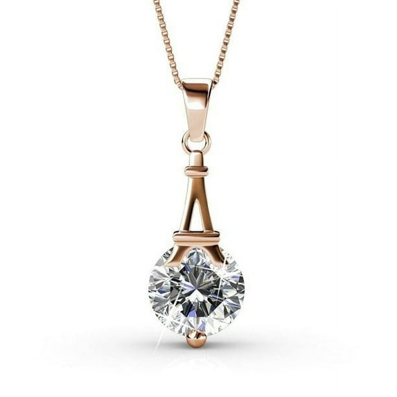 Cate & Chloe Isla 18k Rose Gold Plated Pendant Necklace with Swarovski Crystal Gift for Women