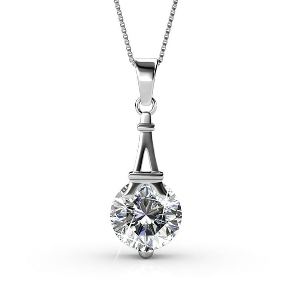 Cate & Chloe Isla 18k White Gold Plated Pendant Necklace with Swarovski Crystal Gift for Women