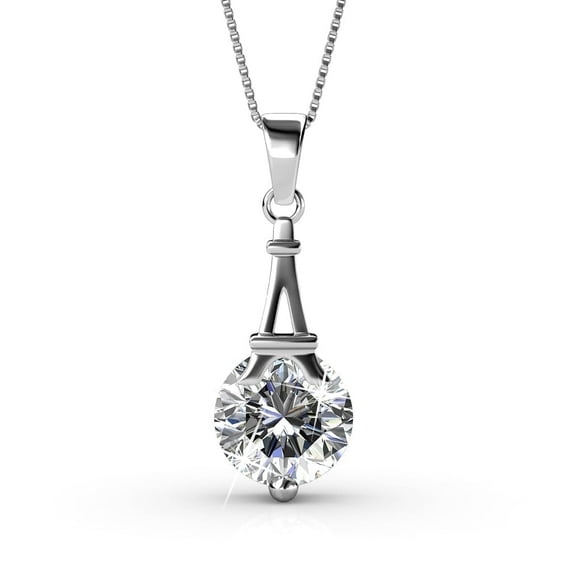 Cate & Chloe Isla 18k White Gold Plated Pendant Necklace with Swarovski Crystal Gift for Women