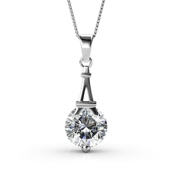 Cate & Chloe Isla 18k White Gold Plated Pendant Necklace with Swarovski Crystal Gift for Women