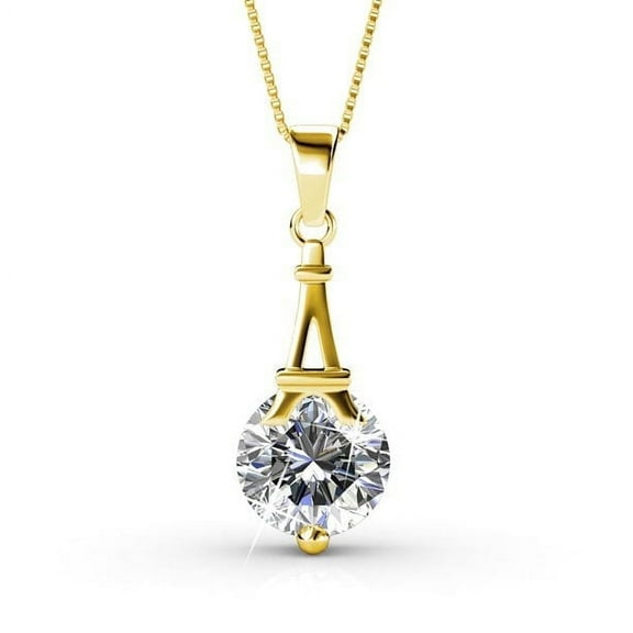 Cate & Chloe Isla 18k Yellow Gold Plated Pendant Necklace with Swarovski Crystal Gift for Women