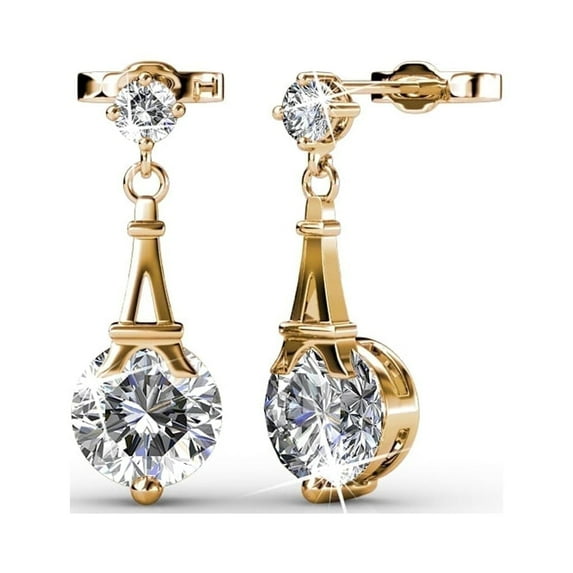 Cate & Chloe Isla 18k Yellow Gold Plated Stud Earrings with Swarovski Crystals Gift for Women