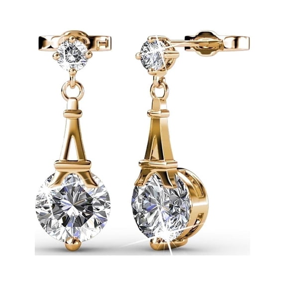 Cate & Chloe Isla 18k Yellow Gold Plated Stud Earrings with Swarovski Crystals Gift for Women