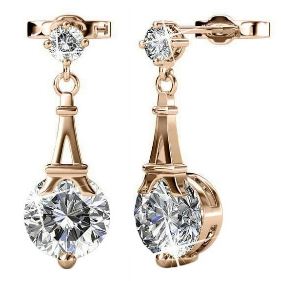 Cate & Chloe Isla 18k Rose Gold Plated Stud Earrings with Swarovski Crystals Gift for Women