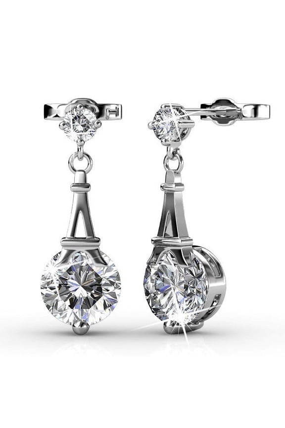 Isla 18k White Gold Plated Stud Earrings with Swarovski Crystals Gift for Women