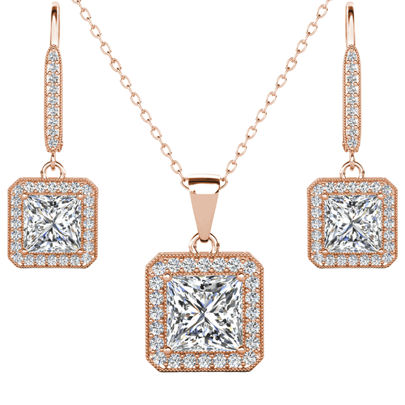 Cate & Chloe Ivy 18k Rose Gold Plated Jewelry Set with Simulated Diamond Crystals Gift for Women