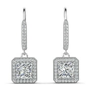 CATE & CHLOE Ivy 18k White Gold Plated Drop Earrings with Simulated Diamond Crystals for Women