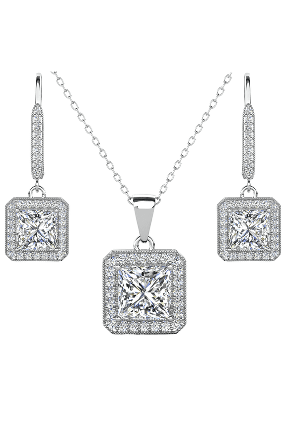 Ivy 18k White Gold Plated Jewelry Set with Simulated Diamond Crystals Gift for Women
