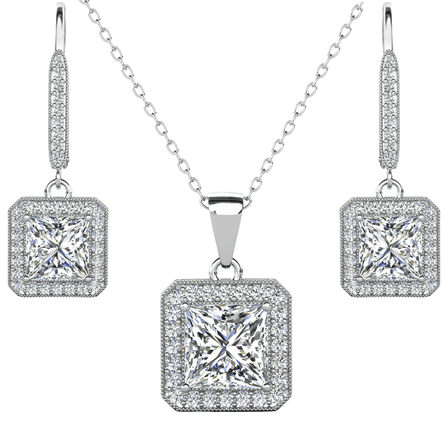 Cate & Chloe Ivy 18k White Gold Plated Jewelry Set with Simulated Diamond Crystals Gift for Women